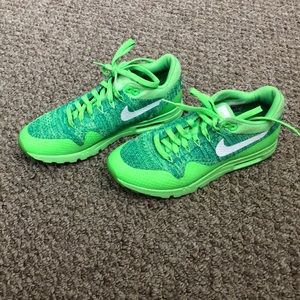 Bright green Nike AirMax fly knit.